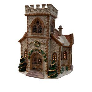Lemax Village Church Lighted Building Christmas Stone Brown Holiday 289-0241